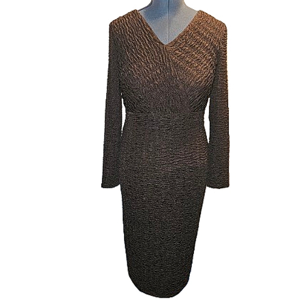 Terramina Long Sleeve Chocolate Brown Midi Dress 8